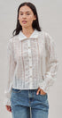 Cotton Eyelet Button Up Blouse With Lace Trim in White - Women's Blankets | Urban Daizy