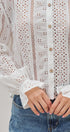 Cotton Eyelet Button Up Blouse With Lace Trim in White - Women's Blankets | Urban Daizy