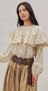 Ditsy Floral Ruffle Yoke Prairie Blouse in Ivory - Women's Blankets | Urban Daizy