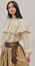 Ditsy Floral Ruffle Yoke Prairie Blouse in Ivory - Women's Blankets | Urban Daizy