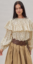 Ditsy Floral Ruffle Yoke Prairie Blouse in Ivory - Women's Blankets | Urban Daizy