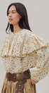 Ditsy Floral Ruffle Yoke Prairie Blouse in Ivory - Women's Blankets | Urban Daizy
