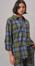 Plaid Cotton Button-Down Collared Shirt in Green - Women's Shirts & Blouses | Urban Daizy