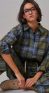 Plaid Cotton Button-Down Collared Shirt in Green - Women's Shirts & Blouses | Urban Daizy