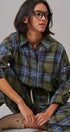 Plaid Cotton Button-Down Collared Shirt in Green - Women's Shirts & Blouses | Urban Daizy