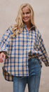 Oversized Plaid Flannel Button Down Shacket in Blue - Women's Shirts & Blouses | Urban Daizy