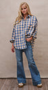 Oversized Plaid Flannel Button Down Shacket in Blue - Women's Shirts & Blouses | Urban Daizy