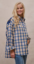 Oversized Plaid Flannel Button Down Shacket in Blue - Women's Shirts & Blouses | Urban Daizy