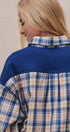 Oversized Plaid Flannel Button Down Shacket in Blue - Women's Shirts & Blouses | Urban Daizy