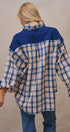 Oversized Plaid Flannel Button Down Shacket in Blue - Women's Shirts & Blouses | Urban Daizy