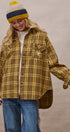 Oversized Plaid Flannel Button Down Shacket in Mustard - Women's Shirts & Blouses | Urban Daizy