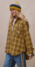 Oversized Plaid Flannel Button Down Shacket in Mustard - Women's Shirts & Blouses | Urban Daizy