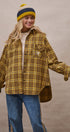 Oversized Plaid Flannel Button Down Shacket in Mustard - Women's Shirts & Blouses | Urban Daizy