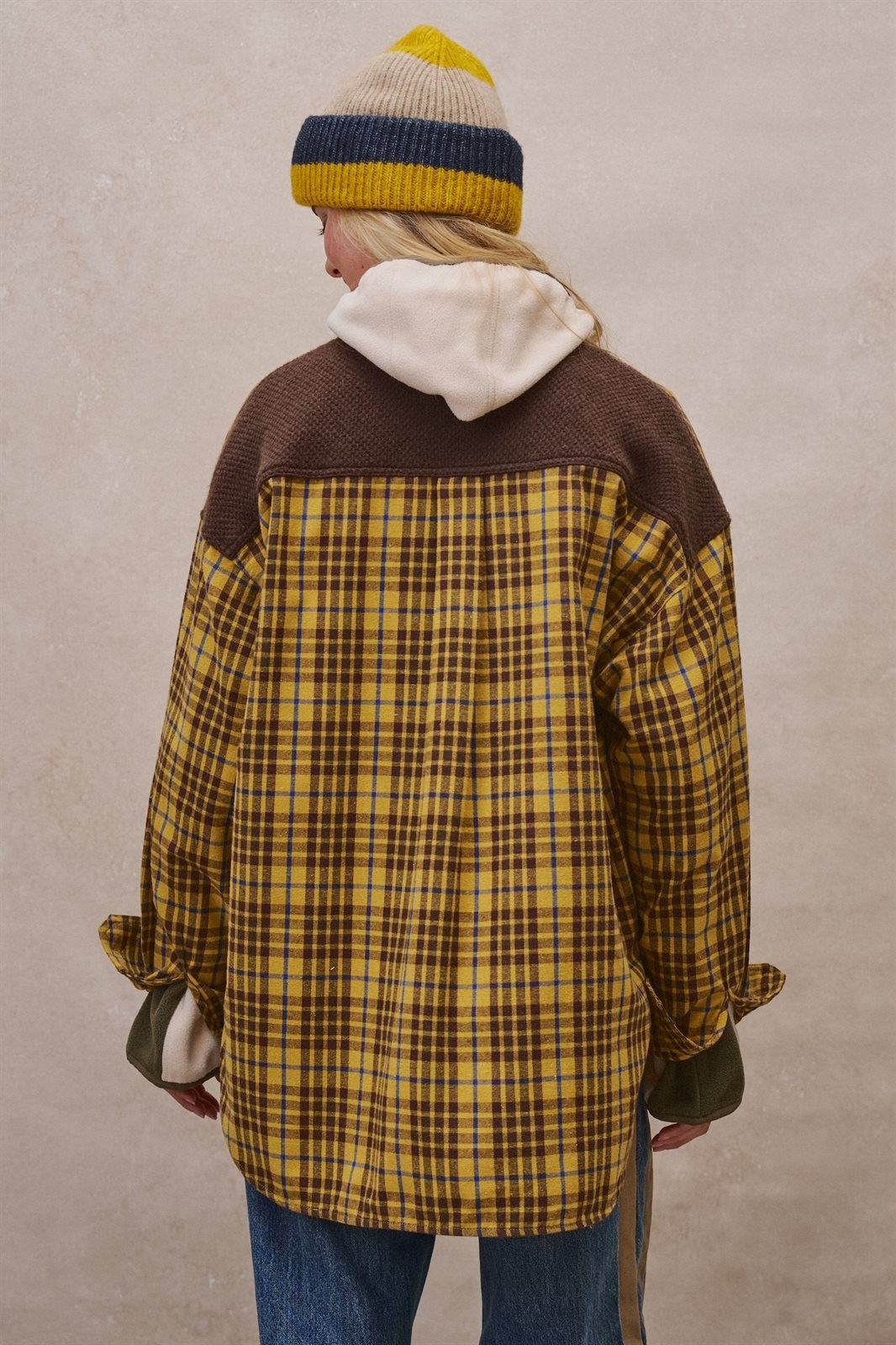 Oversized Plaid Flannel Button Down Shacket in Mustard - Women's Shirts & Blouses | Urban Daizy