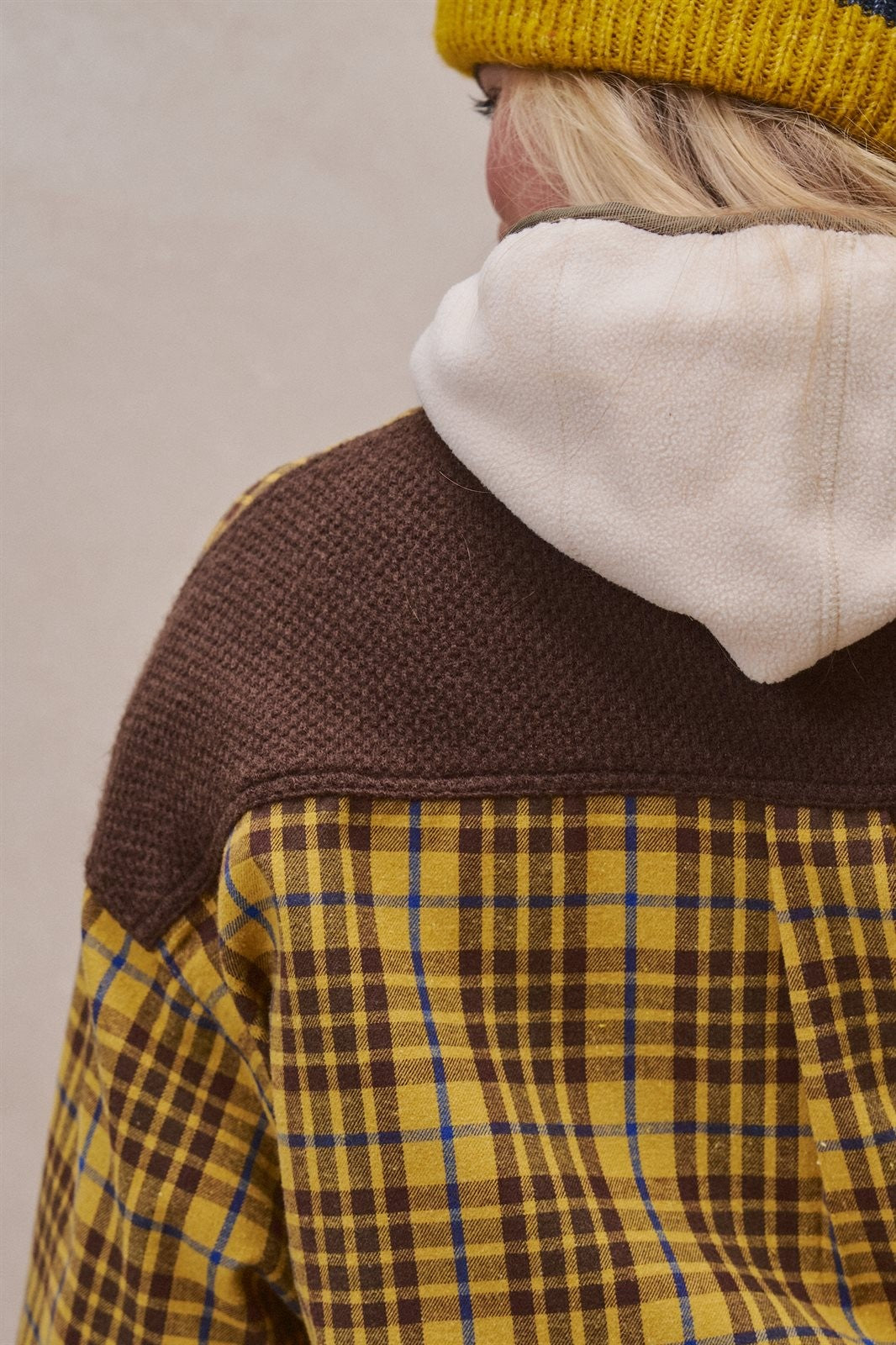 Oversized Plaid Flannel Button Down Shacket in Mustard - Women's Shirts & Blouses | Urban Daizy