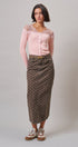 Lace Yoke Ribbed Knit Top with Button Placket in Pink - Women's T-Shirts & Polos | Urban Daizy