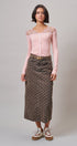 Lace Yoke Ribbed Knit Top with Button Placket in Pink - Women's T-Shirts & Polos | Urban Daizy