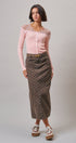 Lace Yoke Ribbed Knit Top with Button Placket in Pink - Women's T-Shirts & Polos | Urban Daizy