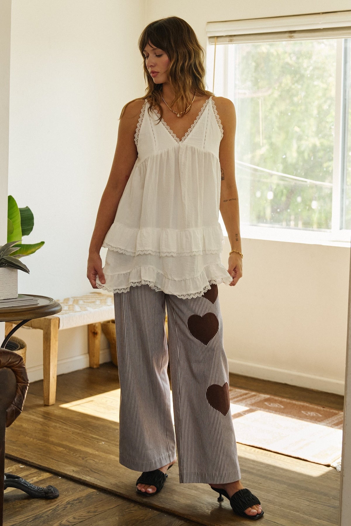 Sunday Soft Lace Babydoll Tank in Ivory - Women's Tunics | Urban Daizy