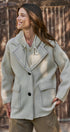Wool Blend Knit Coat with Zip Hood in Ivory - Women's Coats | Urban Daizy