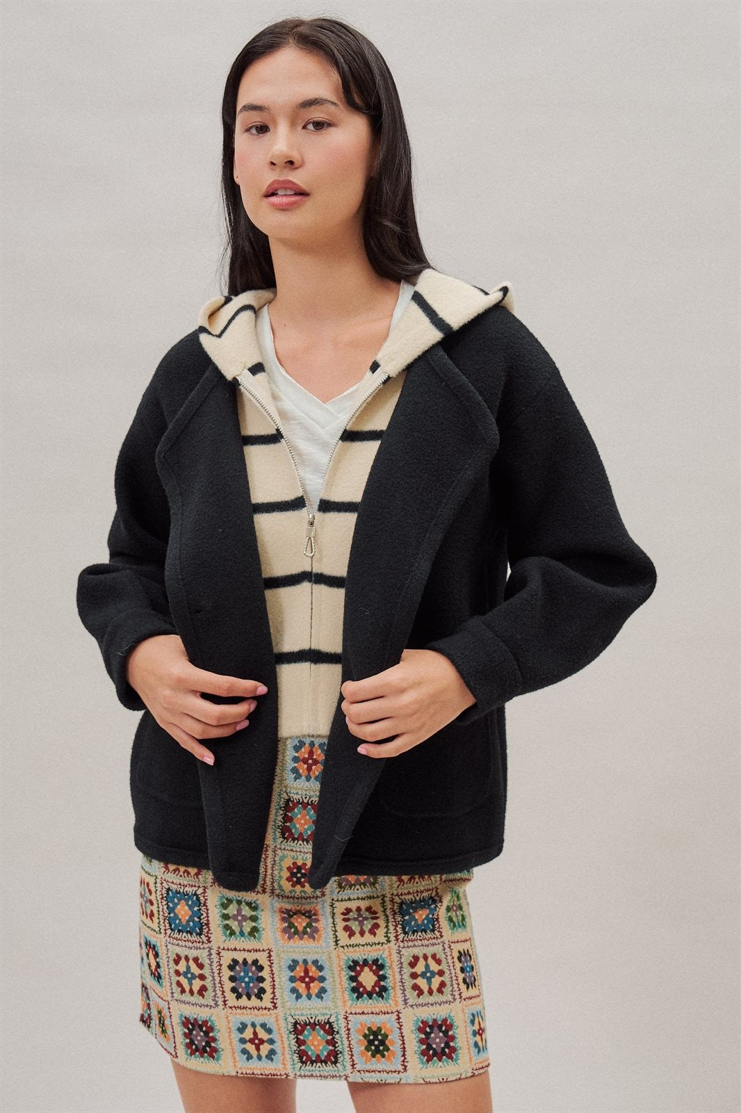 Double Breasted Pea Coat in Black - Women's Coats | Urban Daizy