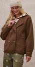 Double Breasted Pea Coat in Brown - Women's Coats | Urban Daizy