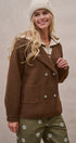 Double Breasted Pea Coat in Brown - Women's Coats | Urban Daizy
