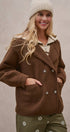 Double Breasted Pea Coat in Brown - Women's Coats | Urban Daizy