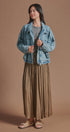 Oversized Drawstring Denim Jacket with Stand Collar in Denim - Women's Fashion | Urban Daizy