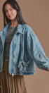 Oversized Drawstring Denim Jacket with Stand Collar in Denim - Women's Fashion | Urban Daizy