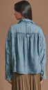 Oversized Drawstring Denim Jacket with Stand Collar in Denim - Women's Fashion | Urban Daizy