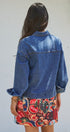 Vintage Wash Denim Shirt Jacket With Gold Buttons in Denim Blue - Women's Fashion | Urban Daizy