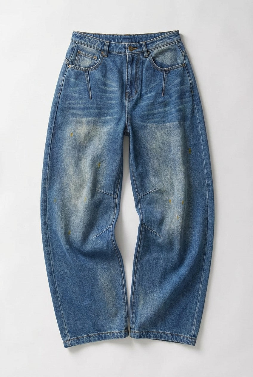 Retro Fade Wide-Leg Barrel Jeans in Denim - Women's Denim | Urban Daizy