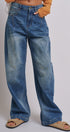 Retro Fade Wide-Leg Barrel Jeans in Denim - Women's Denim | Urban Daizy
