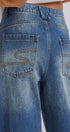 Retro Fade Wide-Leg Barrel Jeans in Denim - Women's Denim | Urban Daizy