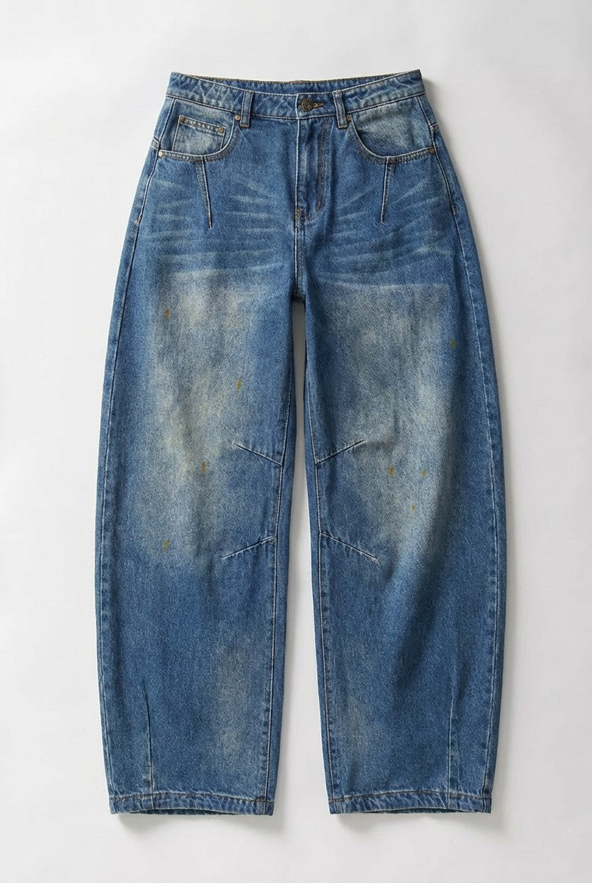 Retro Fade Wide-Leg Barrel Jeans in Denim - Women's Denim | Urban Daizy