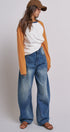 Retro Fade Wide-Leg Barrel Jeans in Orange - Women's Denim | Urban Daizy