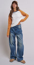 Retro Fade Wide-Leg Barrel Jeans in Orange - Women's Denim | Urban Daizy