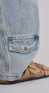 Vintage Wash Barrel Leg Utility Tab Jeans in Lt Denim - Women's Denim | Urban Daizy