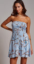 Rope Print Smocked Strapless Mini Dress in Blue - Women's Dresses | Urban Daizy