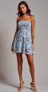 Rope Print Smocked Strapless Mini Dress in Blue - Women's Dresses | Urban Daizy