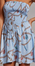 Rope Print Smocked Strapless Mini Dress in Blue - Women's Dresses | Urban Daizy