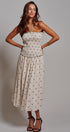 Smocked Polka Dot Halter Midi Dress in Ivory - Women's Dresses | Urban Daizy