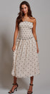 Smocked Polka Dot Halter Midi Dress in Ivory - Women's Dresses | Urban Daizy