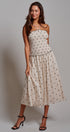 Smocked Polka Dot Halter Midi Dress in Ivory - Women's Dresses | Urban Daizy
