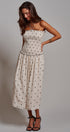 Smocked Polka Dot Halter Midi Dress in Ivory - Women's Dresses | Urban Daizy