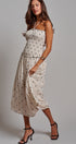 Smocked Polka Dot Halter Midi Dress in Ivory - Women's Dresses | Urban Daizy