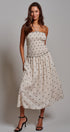 Smocked Polka Dot Halter Midi Dress in Ivory - Women's Dresses | Urban Daizy