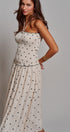 Smocked Polka Dot Halter Midi Dress in Ivory - Women's Dresses | Urban Daizy