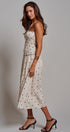 Smocked Polka Dot Halter Midi Dress in Ivory - Women's Dresses | Urban Daizy